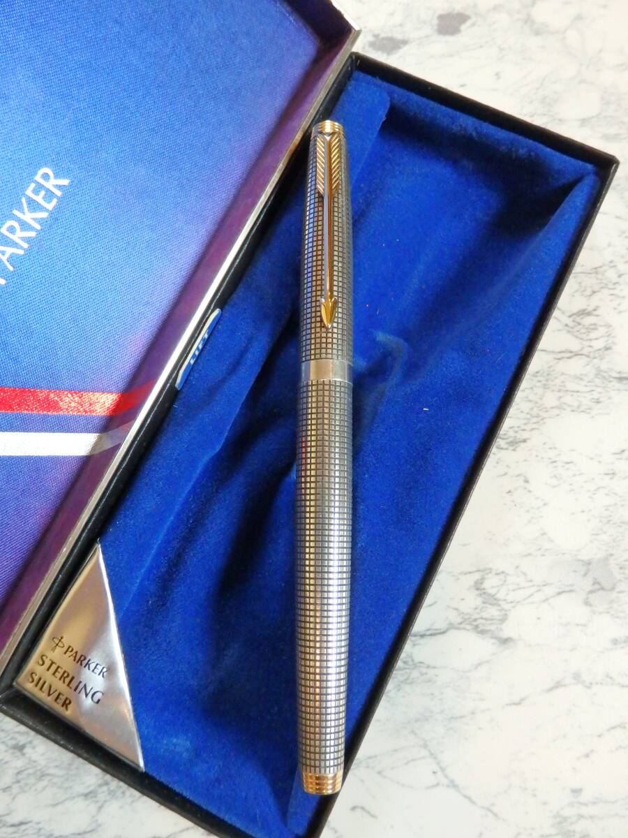◆【未使用・新品】【送料230円】パーカー75 スターリングシルバー925 シズレ万年筆 ペン先:14K585ソリッドゴールド F拍卖