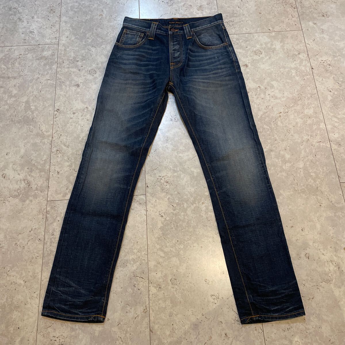 w29 美品 イタリア製 nudie jeans ヌーディージーンズ NJ3934 STEADY EDDIE テーパード デニムパンツ スリム USED加工拍卖