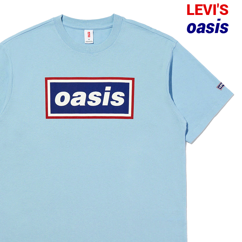 M (JAPAN L) 新品【Levi's / リーバイス LEVI’S(R) x OASIS LOGO Tシャツ CHAMBRAY BLUE シャンブレー ブルー】拍卖