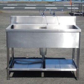 (槽手前少しひび)業務用 ステンレス 1槽シンク W1200 D750 H850(+150)mm 槽内寸W112D60深28cm W120cm拍卖