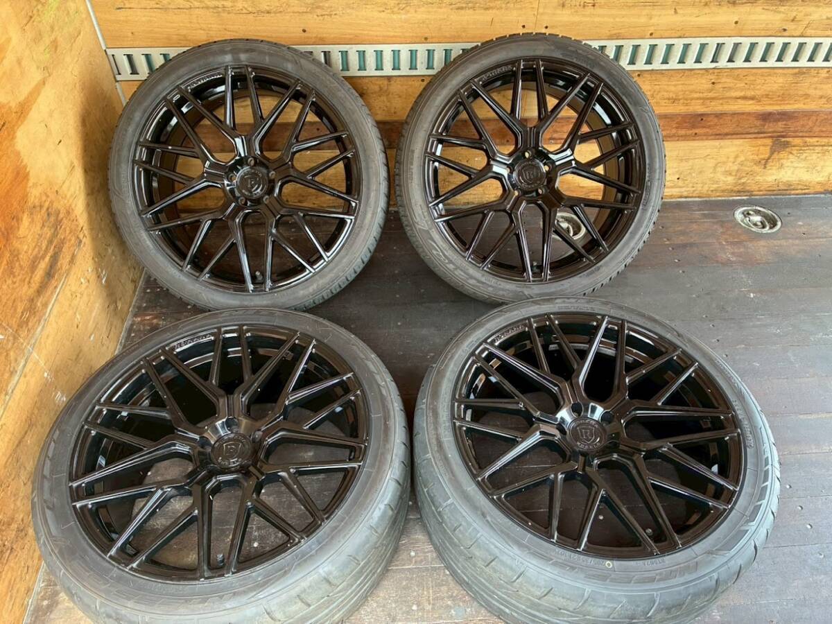 ◆ ROHANA ロハナ 9J+35(2本) 10.5J+35(2本)RXF10 タイヤ付き NITTO NT555 275/35R21 295/35R21 中古4本セット ◆拍卖