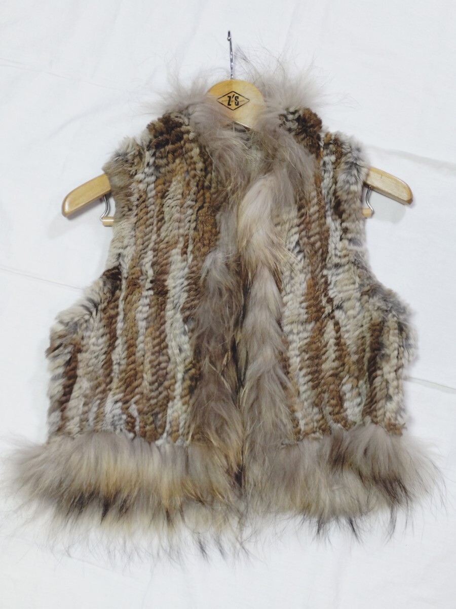 ◎ファー&ニットベスト◆ラビット&ラグーン◆レディースM~L◆秋冬◆美品拍卖