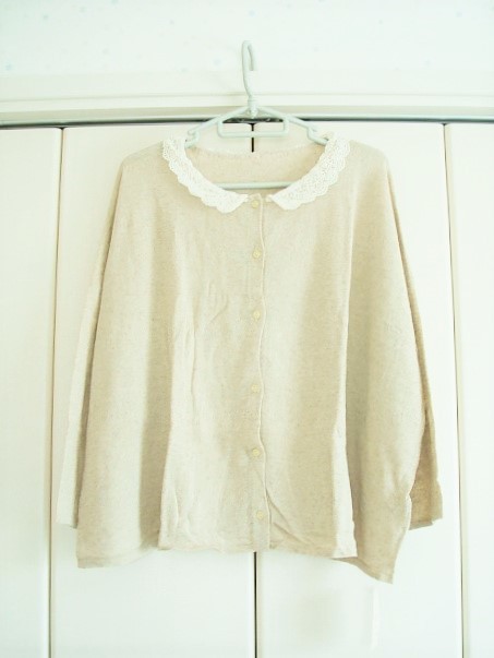 サマンサモス★麻綿レース衿ニットカーディガン・キナリ★タグ付き拍卖