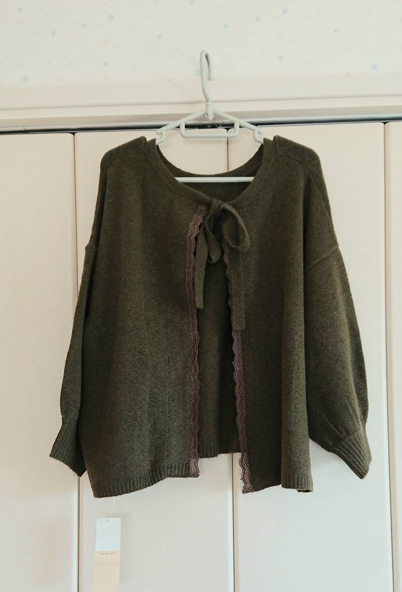 サマンサモスモス★キャメル混 後ろ開きレースニット・カーキ★タグ付き拍卖