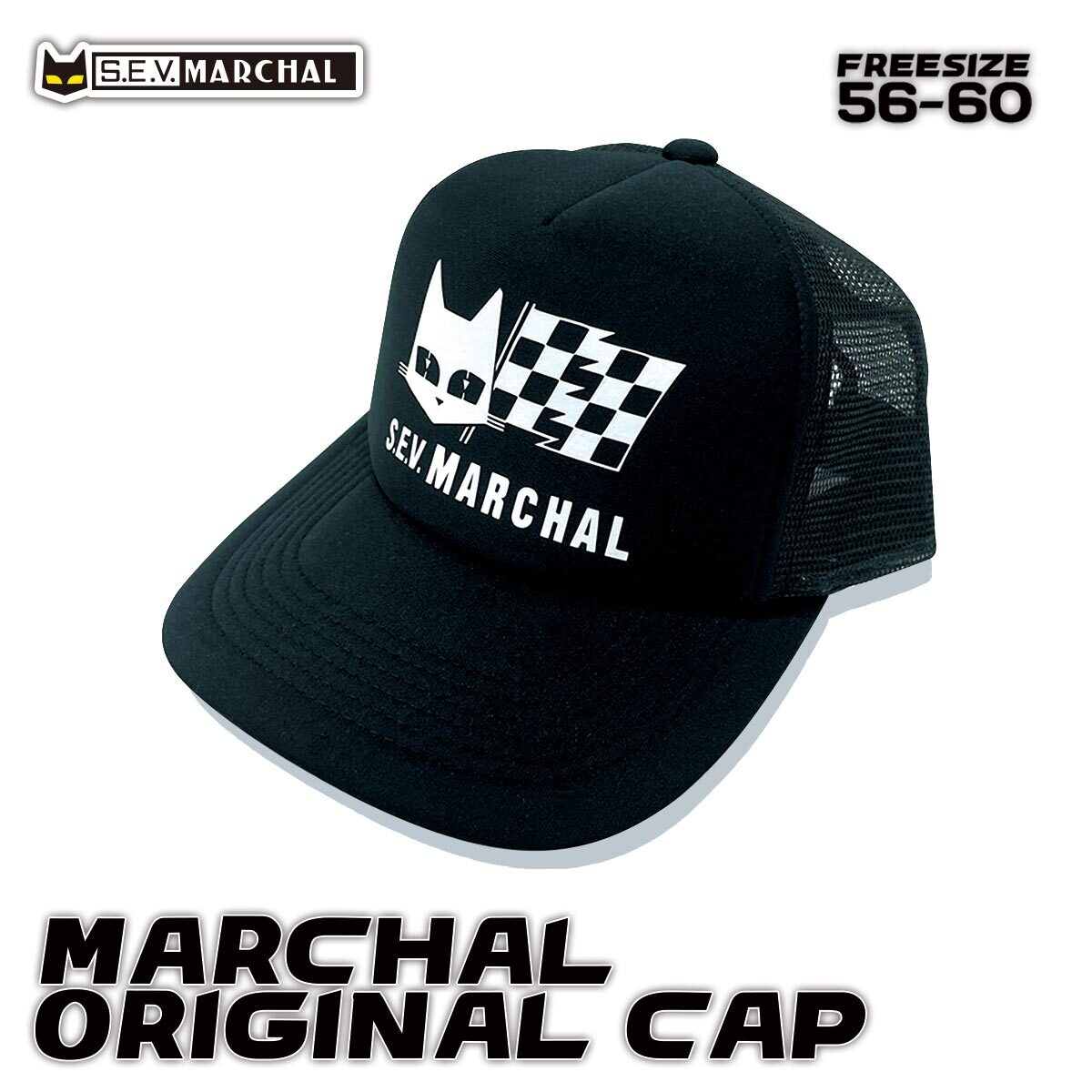 マーシャルオリジナル キャップ フラッグ 黒×黒 フリーサイズ 56~60cm 帽子 旧車 バイク 単車 ツーリング 800-3003拍卖