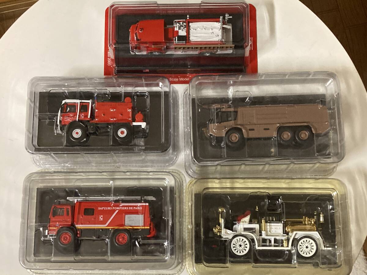送料無料 消防車ミニカー 5個セットまとめて ミニカー 模型 デル・プラド世界の消防車 delPrado ルノー、アメリカンラダーチーフ拍卖