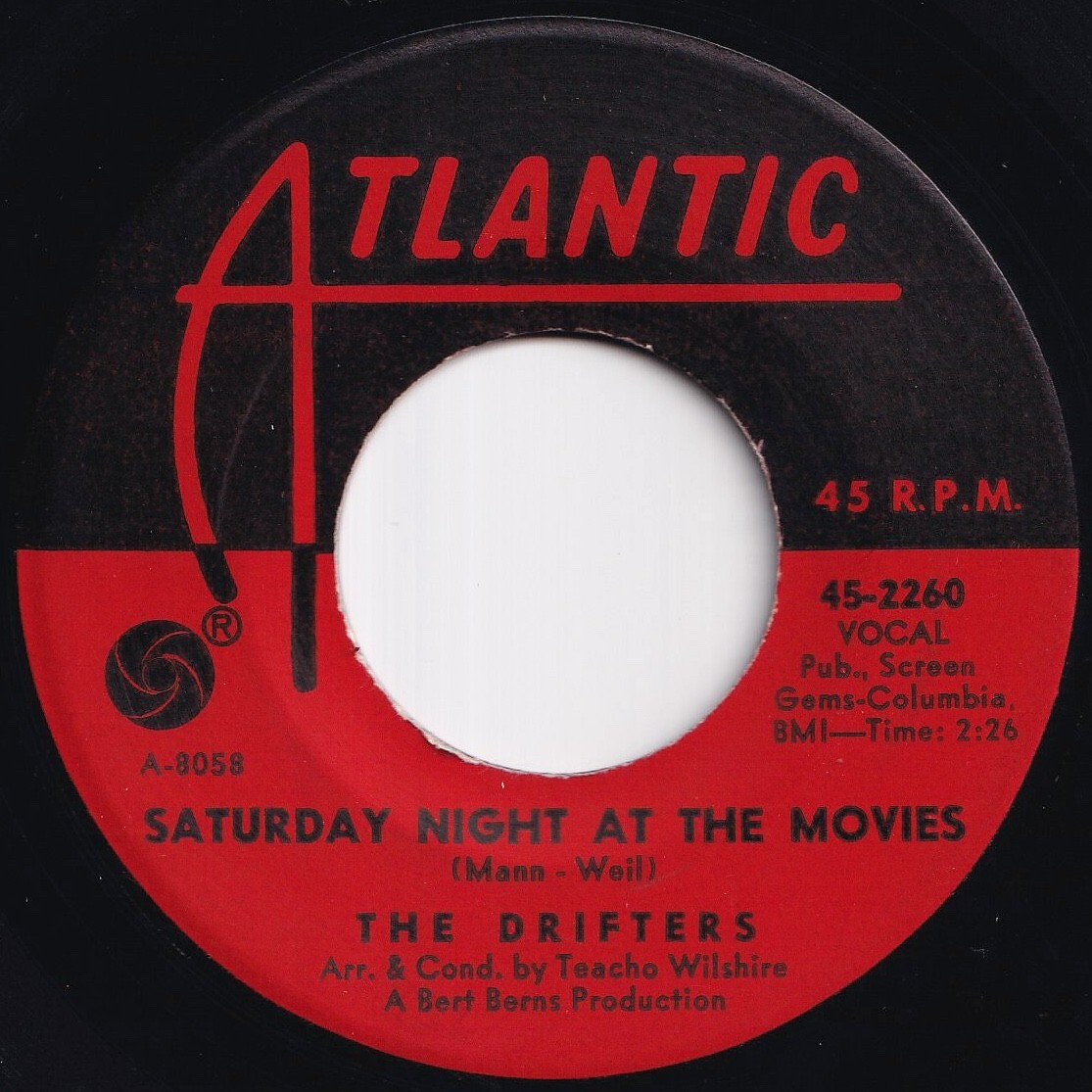 Drifters Saturday Night At The Movies / Spanish Lace Atlantic US 45-2260 212551 R&B R&R レコード 7インチ 45拍卖