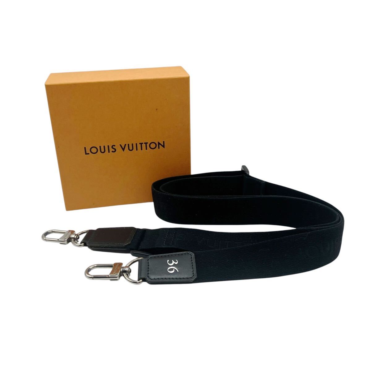【美品】ルイヴィトン LOUIS VUITTON ショルダーストラップ ロゴ入り キャンバス ストラップのみ バッグ用 ブラック拍卖