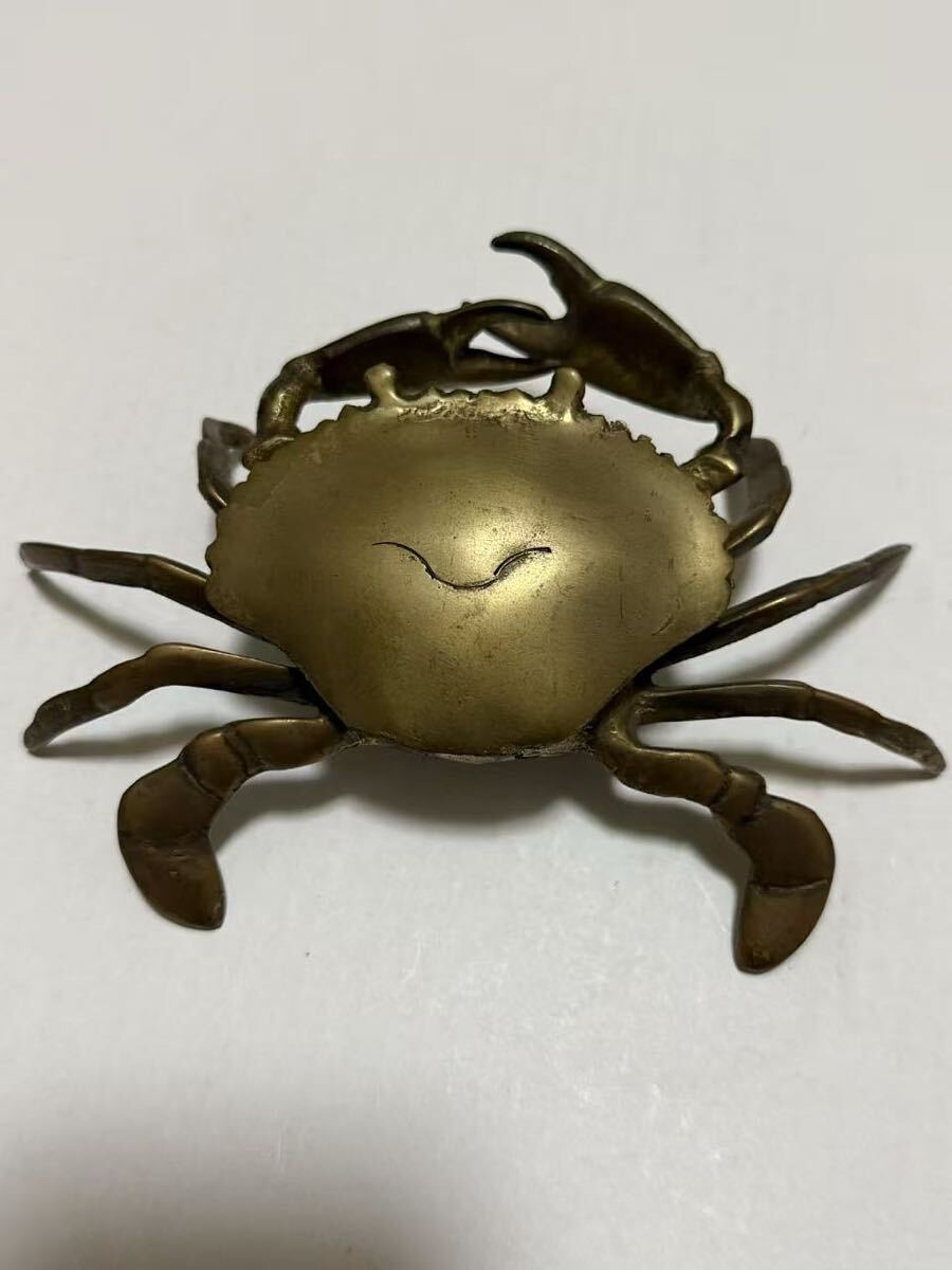 昭和レトロ真鍮製蟹カニ灰皿香炉置物工芸品 骨董拍卖