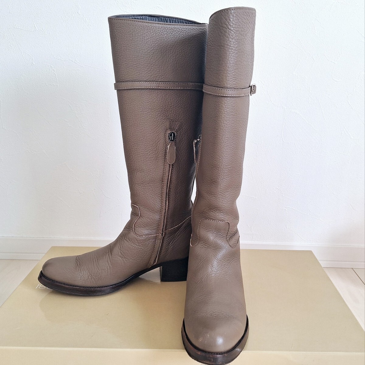 ◆JILSANDER◆ジルサンダー◆グレージュ◆レザー◆ロングブーツ◆37.5◆拍卖