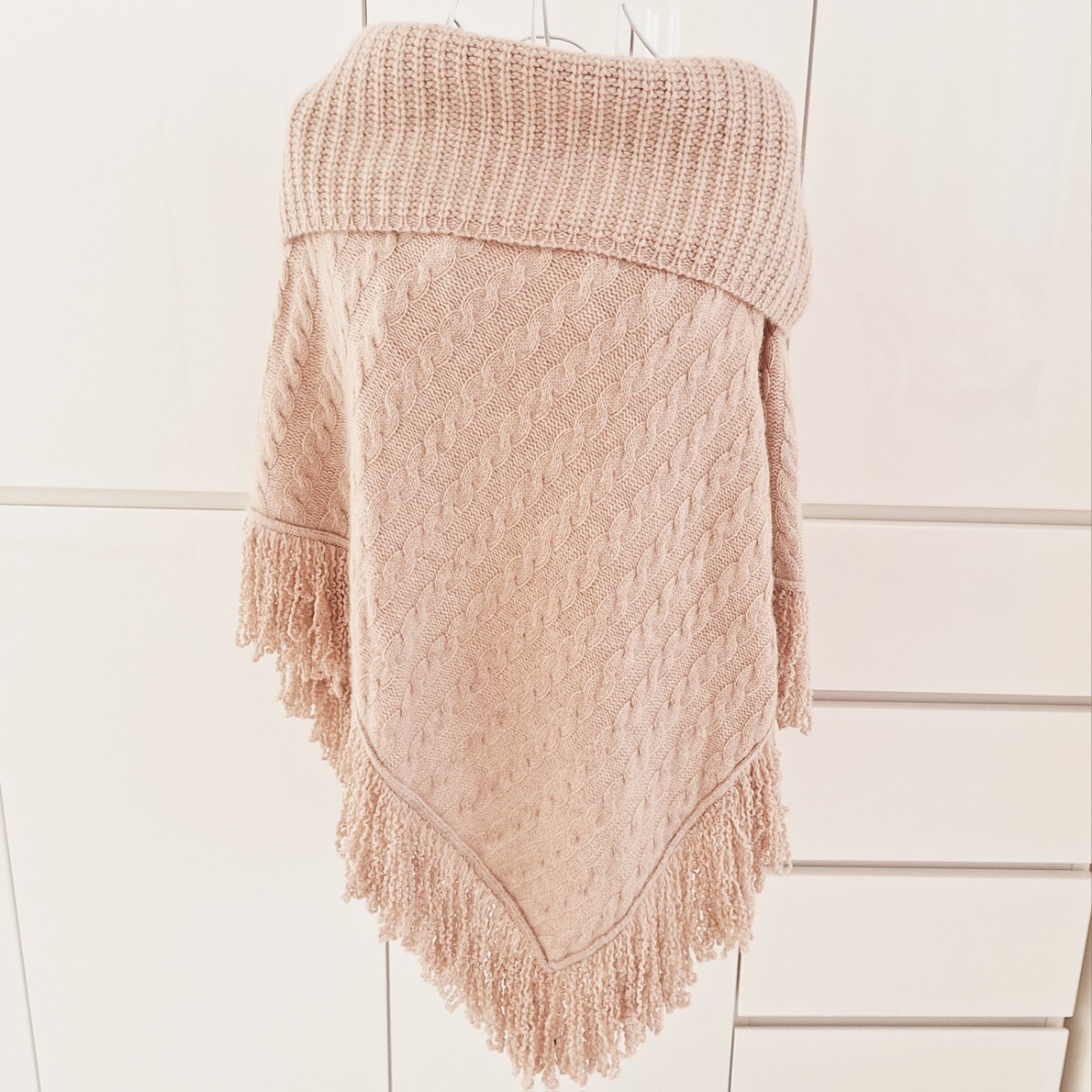 ◆未使用◆パシュマ◆PASHMA◆カシミヤ◆ベージュ◆ポンチョ◆M◆拍卖