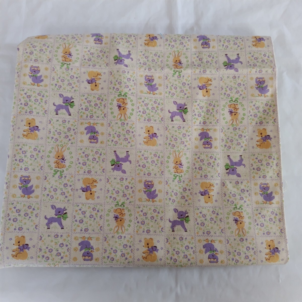 はぎれ 綿麻生地 レトロ調 アニマル柄 112×100拍卖