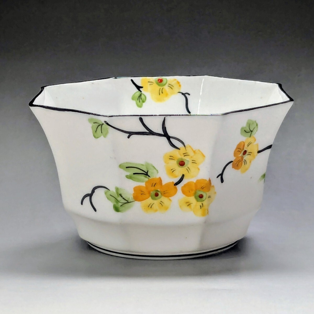 アンティーク メルバ アールデコ様式華図紋エナメル装飾 シュガーボウル 鉢拍卖