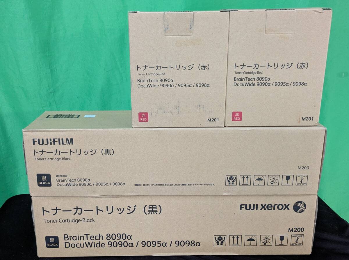 【WS3948】FujiXerox トナーカートリッジ (黒) M200 2本 (赤) M201 2本拍卖