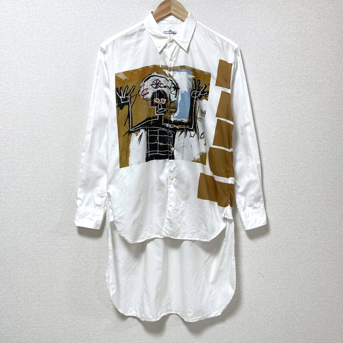 COMME des GARCONS SHIRT × Jean-Michel Basquiat 前後 アシンメトリー 長袖 シャツ コムデギャルソンバスキア アート archive 2359拍卖