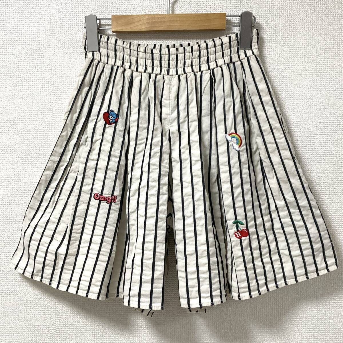 HYSTERIC GLAMOUR ファックベア 刺繍 ストライプ スカート ショートパンツ Sサイズ ヒステリックグラマー キュロット archive 5080507拍卖