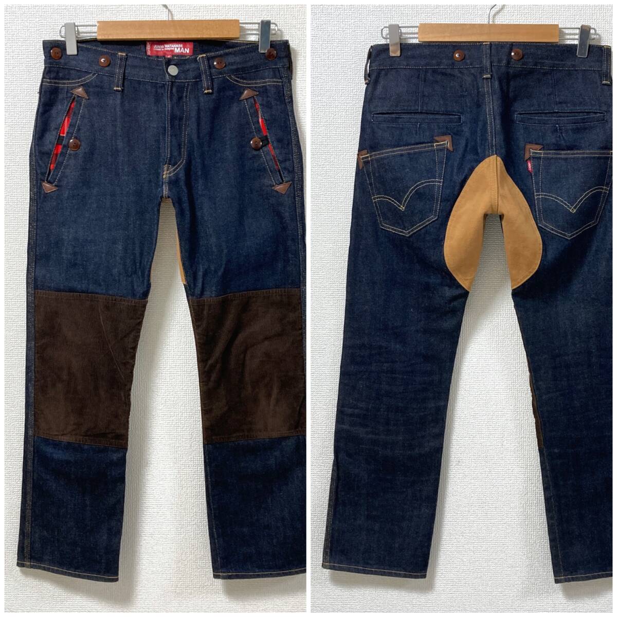 AD2019 Levi's × JUNYA WATANABE MAN ダック コーデュロイ 切替 再構築 片面タブ デニムパンツ 濃紺 ジュンヤワタナベ archive 5080160拍卖