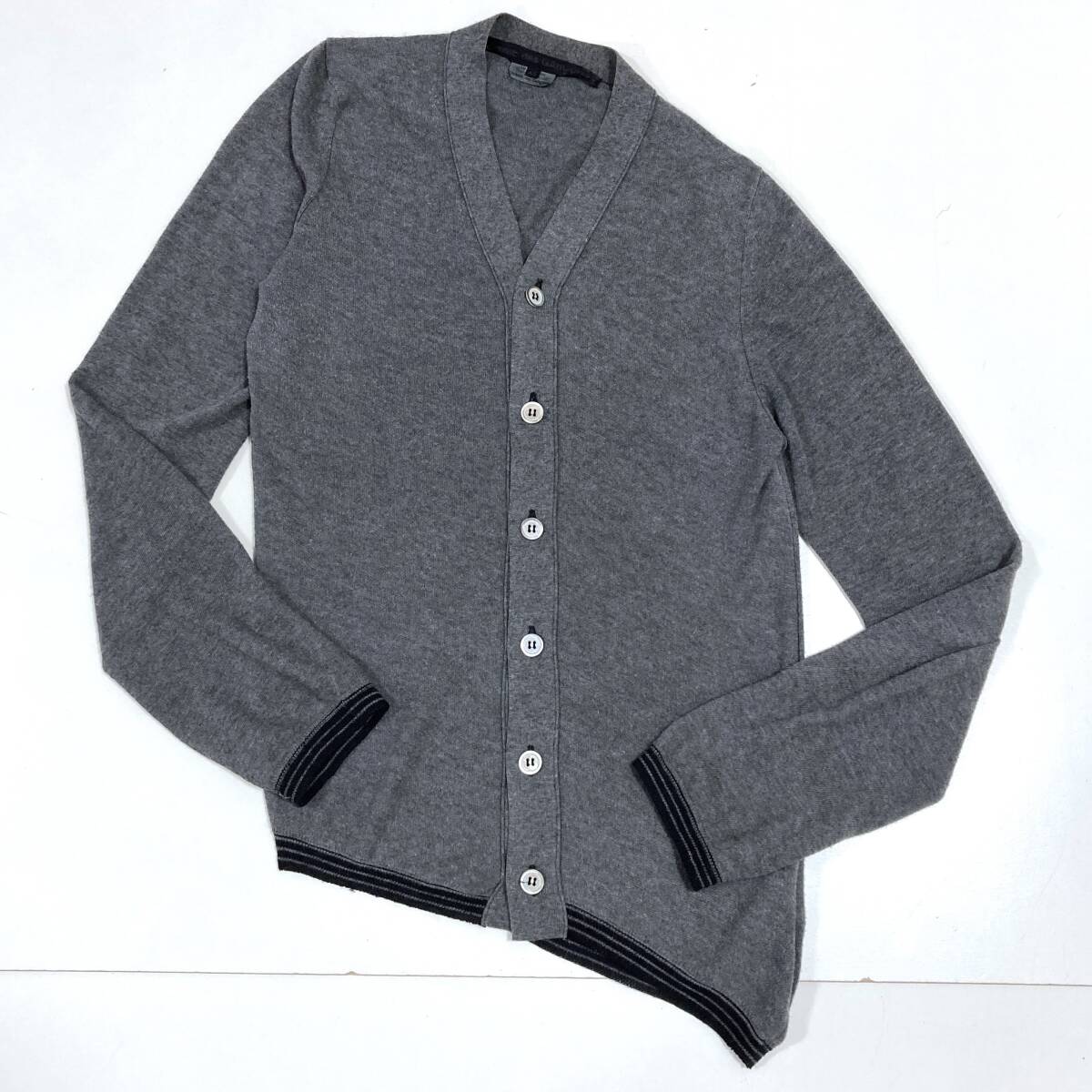 AD2011 COMME des GARCONS 染色加工 変形 コットン ポリ 薄手 ニット カーディガン グレー系 XSサイズ コムデギャルソン archive 5090067拍卖