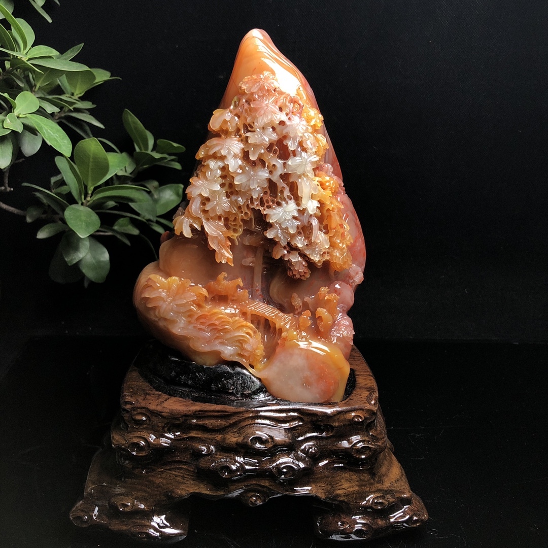 旧 清代 寿山石 五彩芙蓉石置物 原石原色 時代物 文房具 中国古美術 古賞物 古置物 唐物 S79拍卖