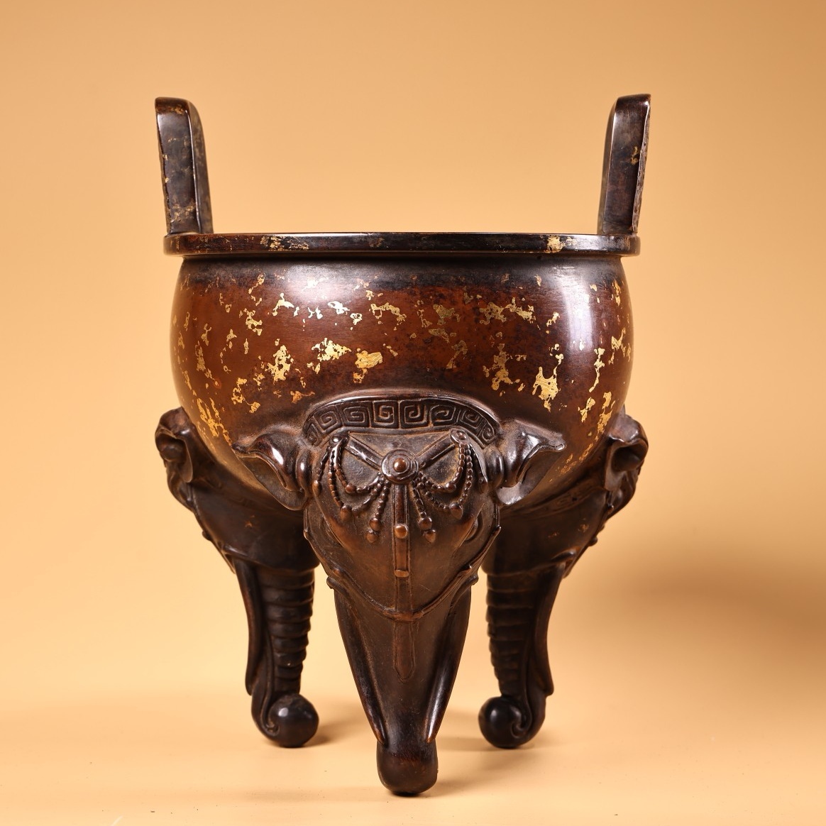 旧 清代 純紫銅 蒔き金点 香炉 古家具 中国古美術 古賞物 古置物 唐物 S79拍卖