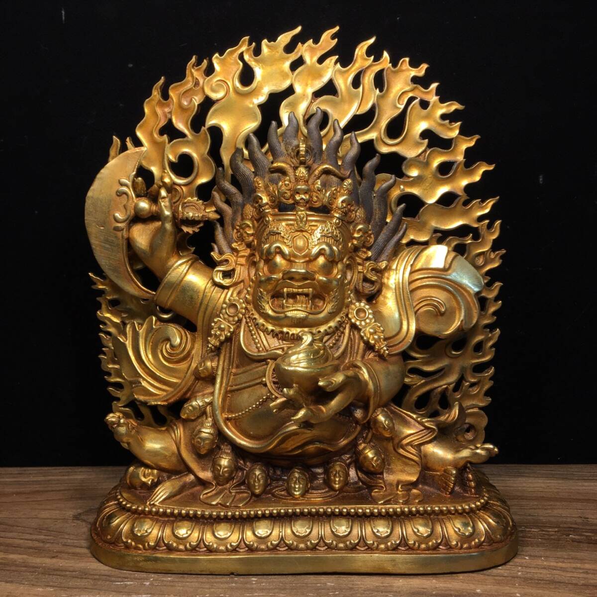 旧 純銅 鍍金 大黒天 招財魔除 雕像 古家具 中国古美術 古賞物 古置物 唐物 S78拍卖