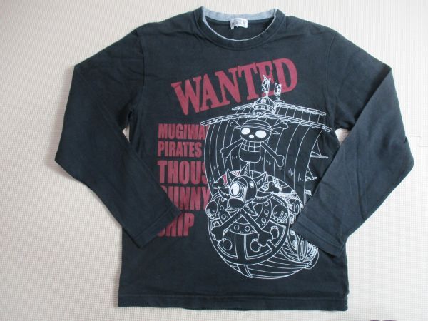 BG715【ONE PIECE 】ワンピース プリント 長袖 Tシャツ 男児 黒 160拍卖