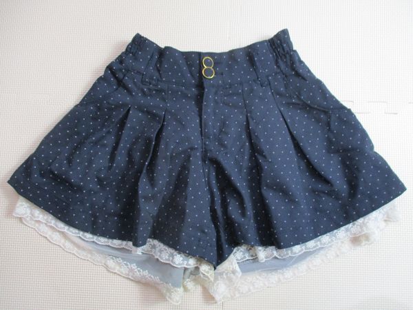 BG745【(株)カイタックインターナショナル】ドット模様 ストレッチ 裏地付き キュロットスカート 女性 濃青 M拍卖