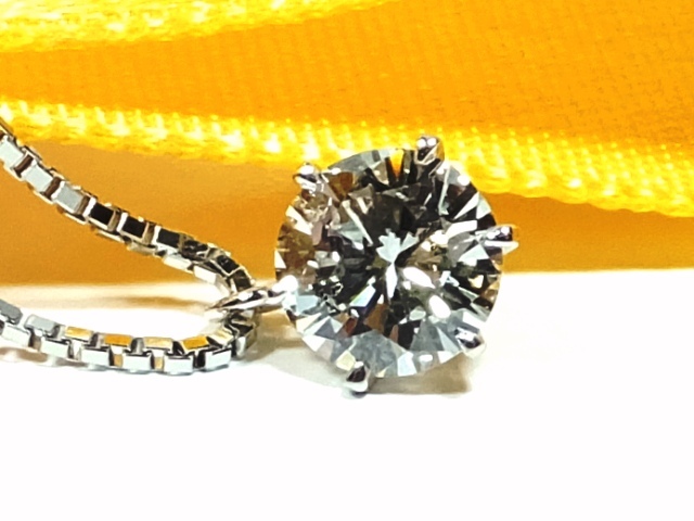 313-3◆プラチナ 人気 シンプル デザイン◆ソリティア ダイヤモンド 0.50ct up◆ペンダント ネックレス スライド チェーン 45cm ジュエリー拍卖