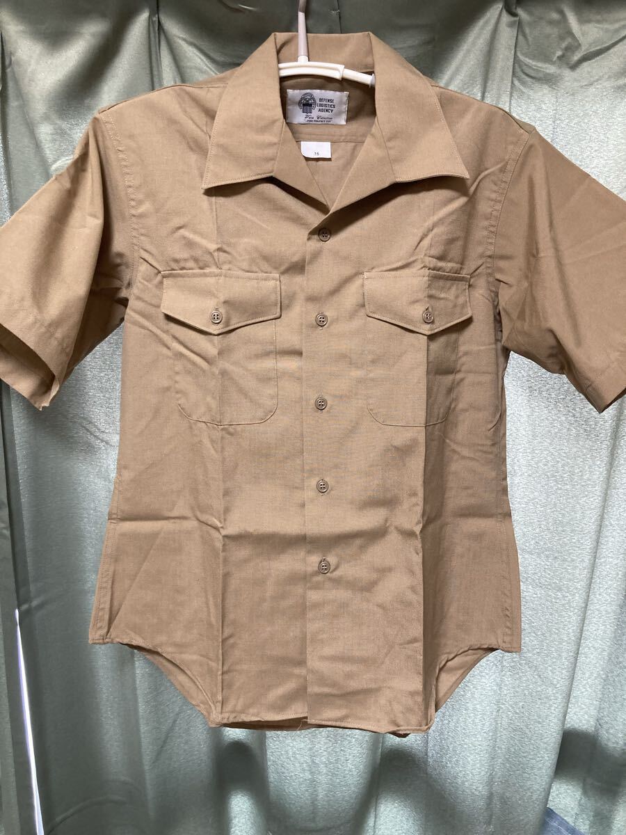 YK-4793 ※難あり ミリタリー系 中古品 サイズ 16 メンズ 半袖 沖縄 カーキ 海兵隊 米軍 USMC シャツ 軍 放出品 同梱相談可 腕章無し拍卖