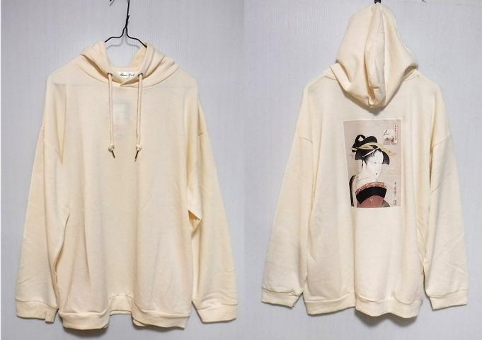 即決■★SKKONE★■美人画プリントパーカー / SIZE=L拍卖