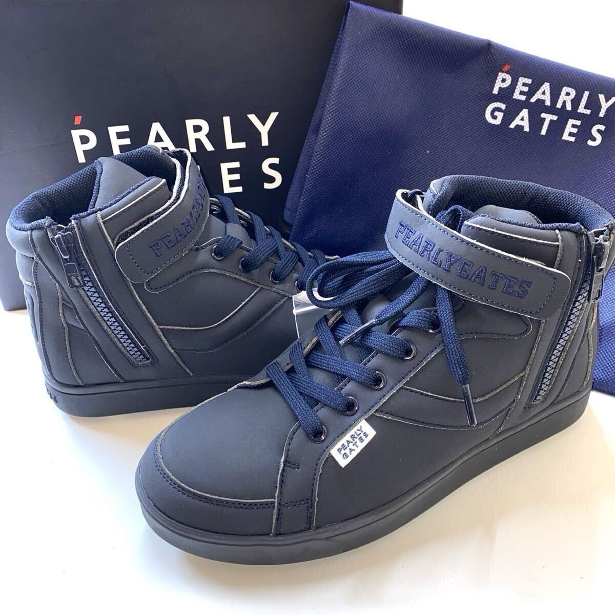 25.0cm PEARLYGATES パーリーゲイツ 053-1992302 COL. 120 ネイビー ゴルフシューズ 箱あり拍卖
