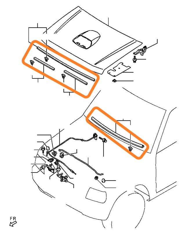 三菱 ミツビシ パジェロミニ H53 H58 ターボ 未使用 純正 1998-2012 ボンネット フード ウェザーストリップ セット モール B0738-2拍卖