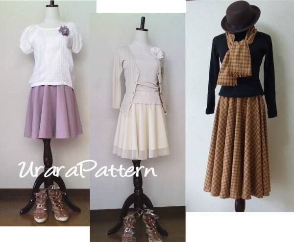 即決♪張り合せ不要!サーキュラースカート ミニ~ロング S~3L拍卖