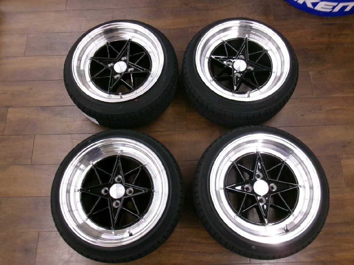 未走行!L805/新品タイヤ15インチ4本セット 15X8J 4H PCD100 OFF+25 165/50R15 岩槻拍卖