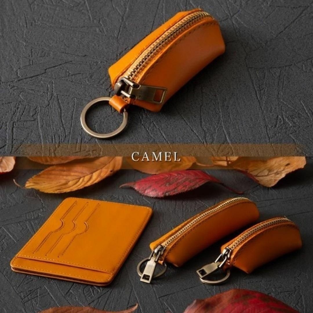 【訳あり】本革 小銭入れ メンズ コインケース 高級ナッパレザー コンパクト YKKファスナー キーリング付き 牛革 財布 キャメル拍卖
