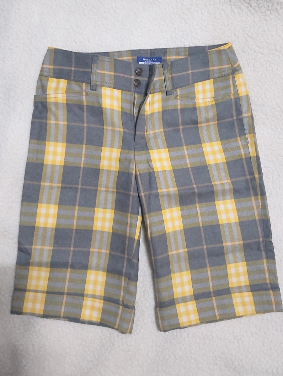 送料無料★バーバリーブルーレーベル★チェック柄ハーフパンツ★グレーチェック★ウール パンツ★裏地付き★秋冬用パンツ★ゴルフ★拍卖