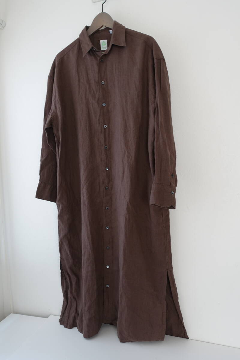 Finamore フィナモレ リネン100% ロングシャツ ワンピース Lサイズ (40)拍卖