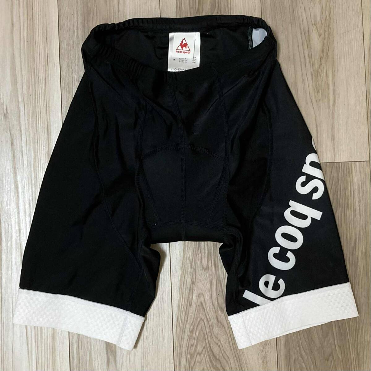 送料230★美品 ルコック Mサイズ メンズ 3Dパッド付き レーサーパンツ サイクルパンツ / デサント製 le coq sportif 良質品 n716 ブラック拍卖