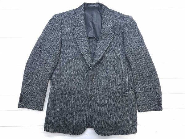 MARUZEN 丸善 ハリスツイード Harris Tweed 英国トラッド ヘリンボーン テーラード ジャケット メンズ 背抜き センターベント AB5 グレー拍卖