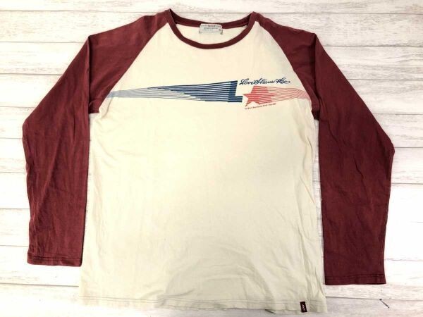 リーバイス Levi's レッドタブ Red Tab 00s レトロ アメカジ スポーツ ラグラン 星プリント 長袖Tシャツ ロンT メンズ 綿100% XL 赤 生成り拍卖