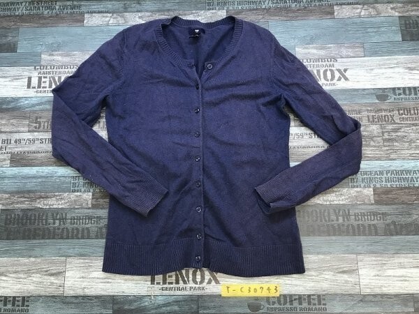 GAP ギャップ レディース 薄手 クルーネック ニットカーディガン M 紺拍卖
