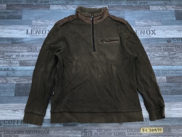 VIP PLAYBOY プレイボーイ メンズ ハーフジップ 胸ポケット付き ハイネックカットソー L カーキ拍卖