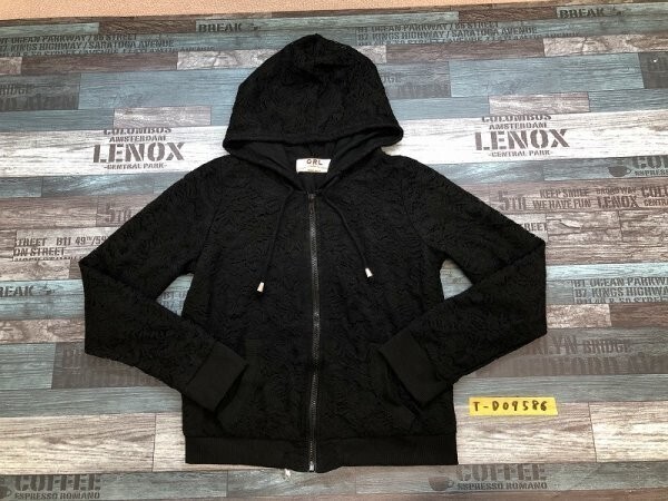GRL レディース 総レース ジップアップパーカー M 黒拍卖