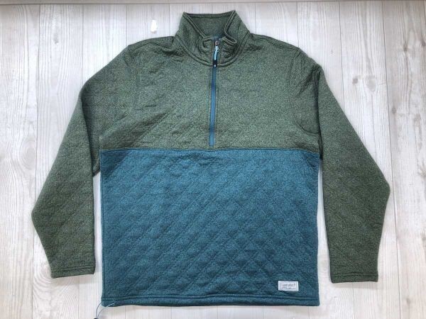 エディーバウアー Eddie Bauer アメカジ アウトドア キルティング 配色切替 ハーフジップ ジャケット プルオーバー メンズ S カーキ拍卖