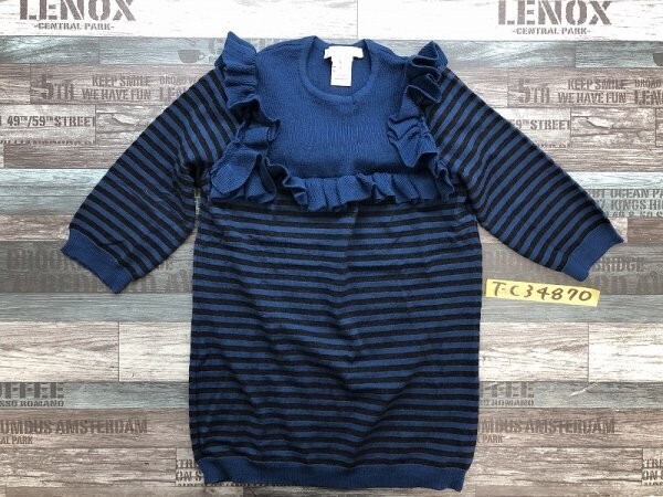 PAUL&JOE SISTER ポール&ジョーシスター キッズ フリル 七分袖ボーダーニットソー 1 青黒拍卖
