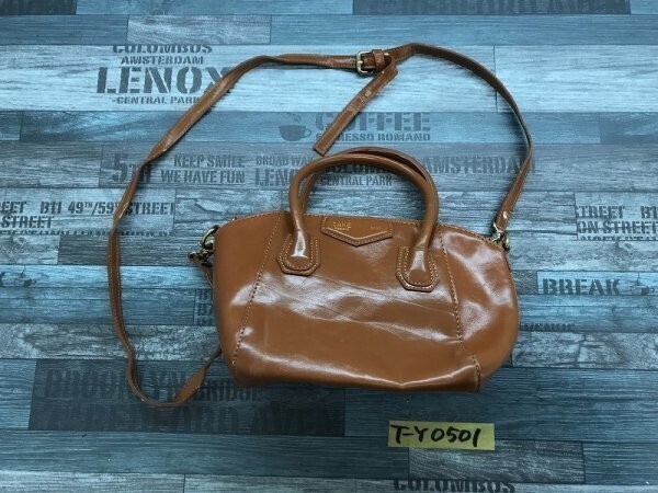 TAKE KASTANE レディース マチ付き レザー調 2WAY ミニバッグ 茶色拍卖