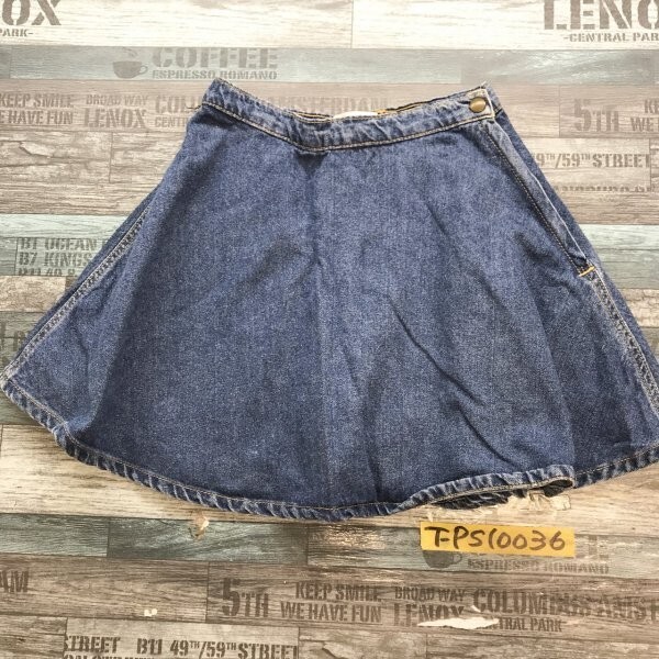 American Apparel Jeans アメリカンアパレル レディース USA製 サイドジップ フレアデニムミニスカート 小さいサイズ XS 青拍卖