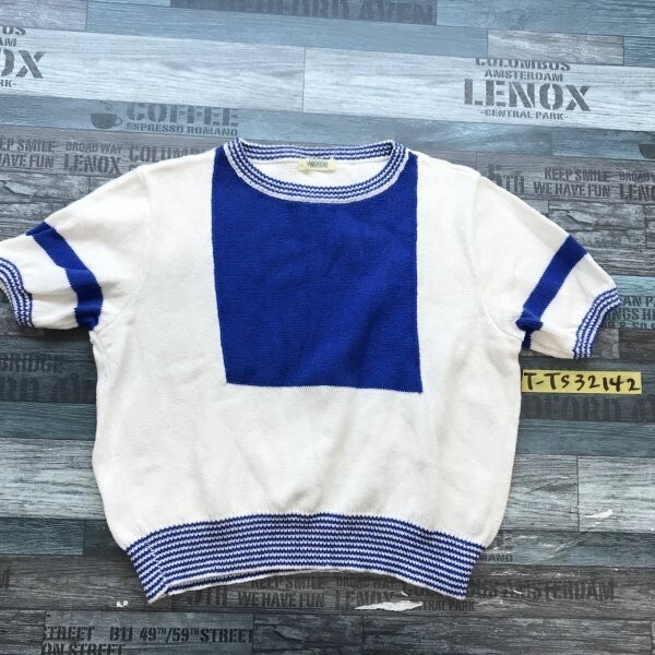 VIVAYOU ビバユー レディース 半袖ニットソー M 白青拍卖