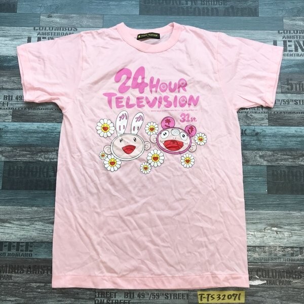 日テレ 24時間テレビ メンズ レディース 村上隆 かいかい きき チャリ 半袖Tシャツ S ピンク拍卖