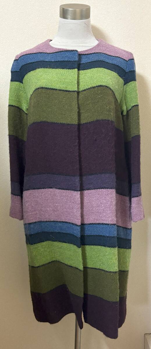 ★シビラ★カラフルマルチジャガードボーダーコート寒色系【送料無料】拍卖